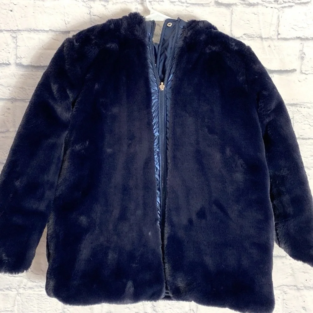 Mayoral blue metallic faux fur reversible jacket